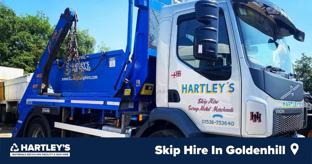 Skip Hire In Goldenhill Hartley’s skip hire lorry in Goldenhill