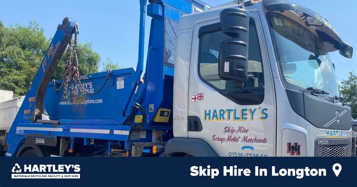 Skip Hire In Longton Hartley’s skip lorry promoting skip hire in Longton