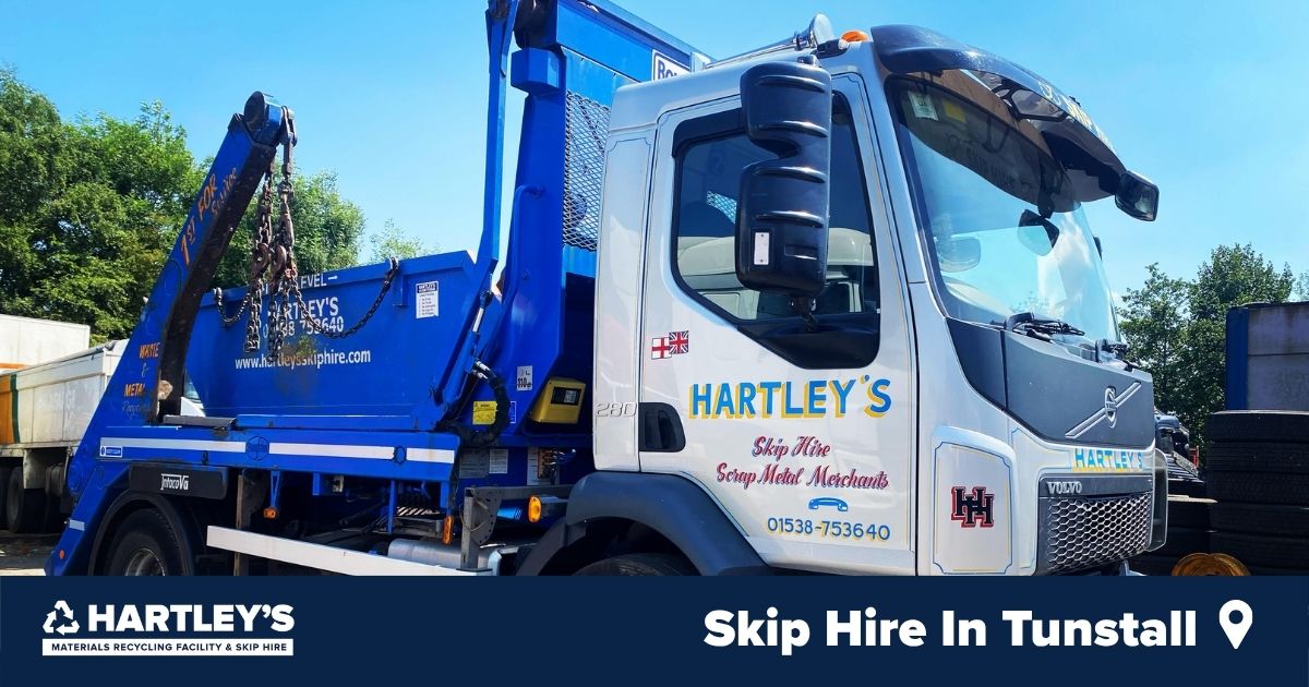 Hartley’s skip hire lorry in Tunstall