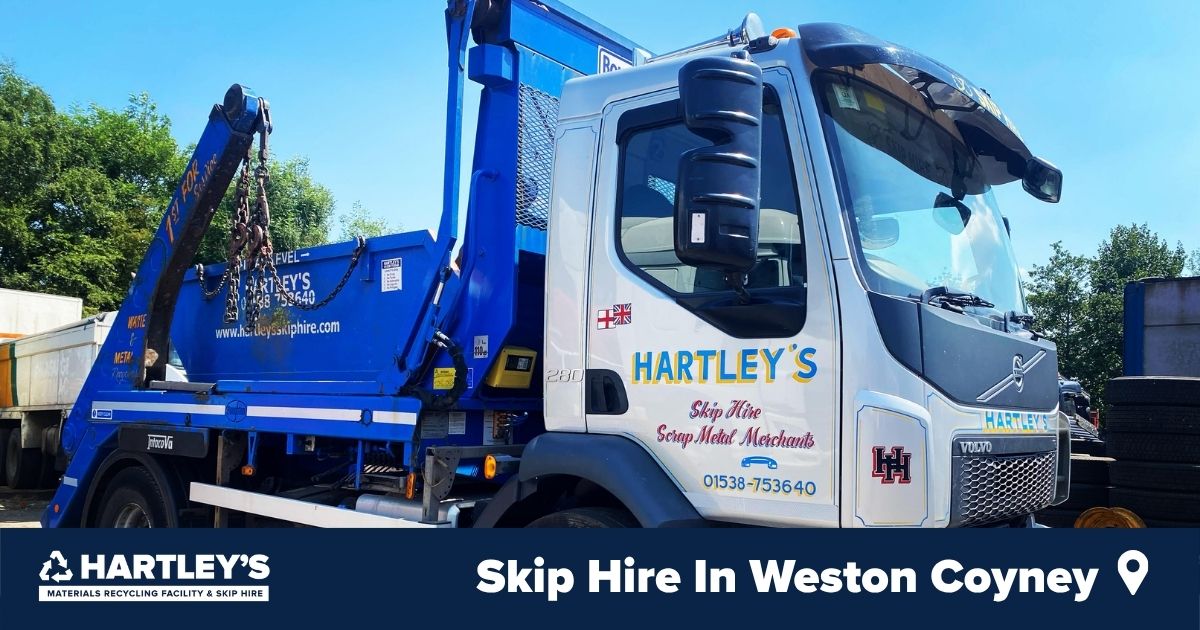Skip Hire In Weston Coyney Hartley’s skip hire lorry in Weston Coyney
