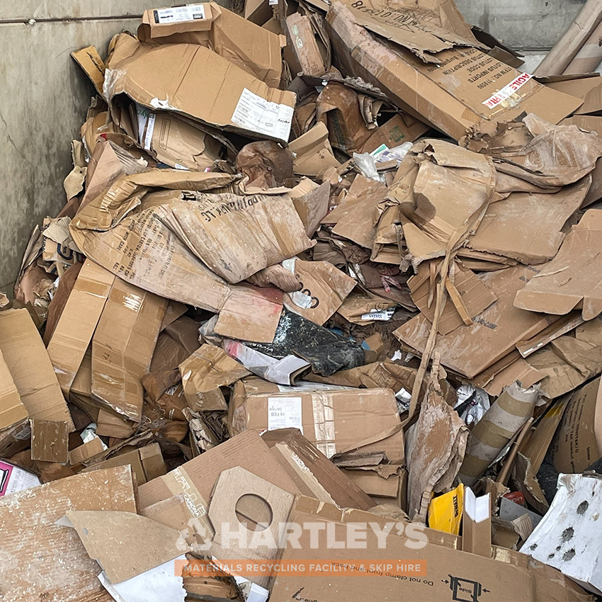 a mix of cardboard ready to be recycled